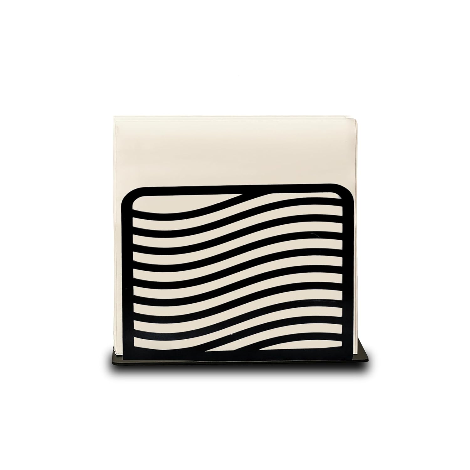 Modern Black Metal Napkin Holder Wave Design Tissue Stand for Dining Table Kitchen Home Decor