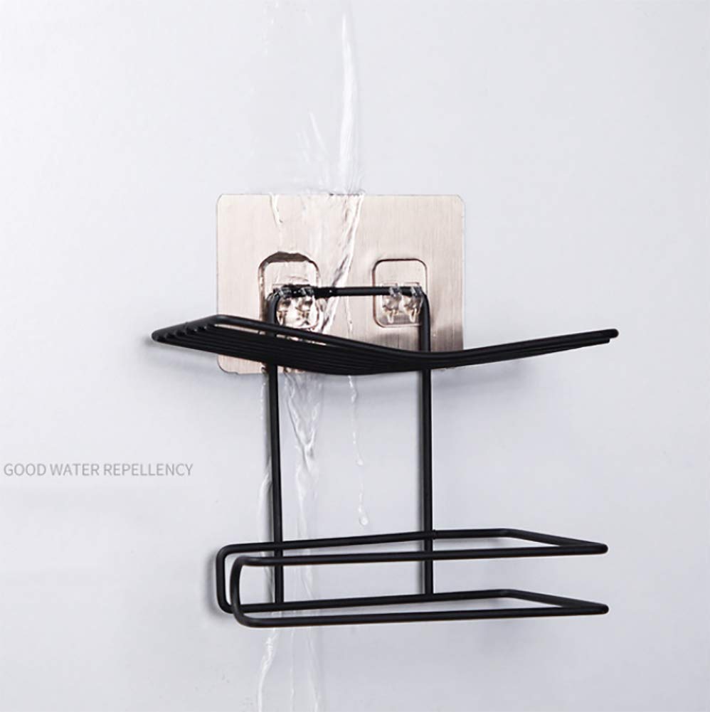 Heavy Duty Bathroom Towel Rack Wall Mounted Double Layer Towel Shelf with Hanging Bar Black Aluminum Hotel Style Storage Organizer