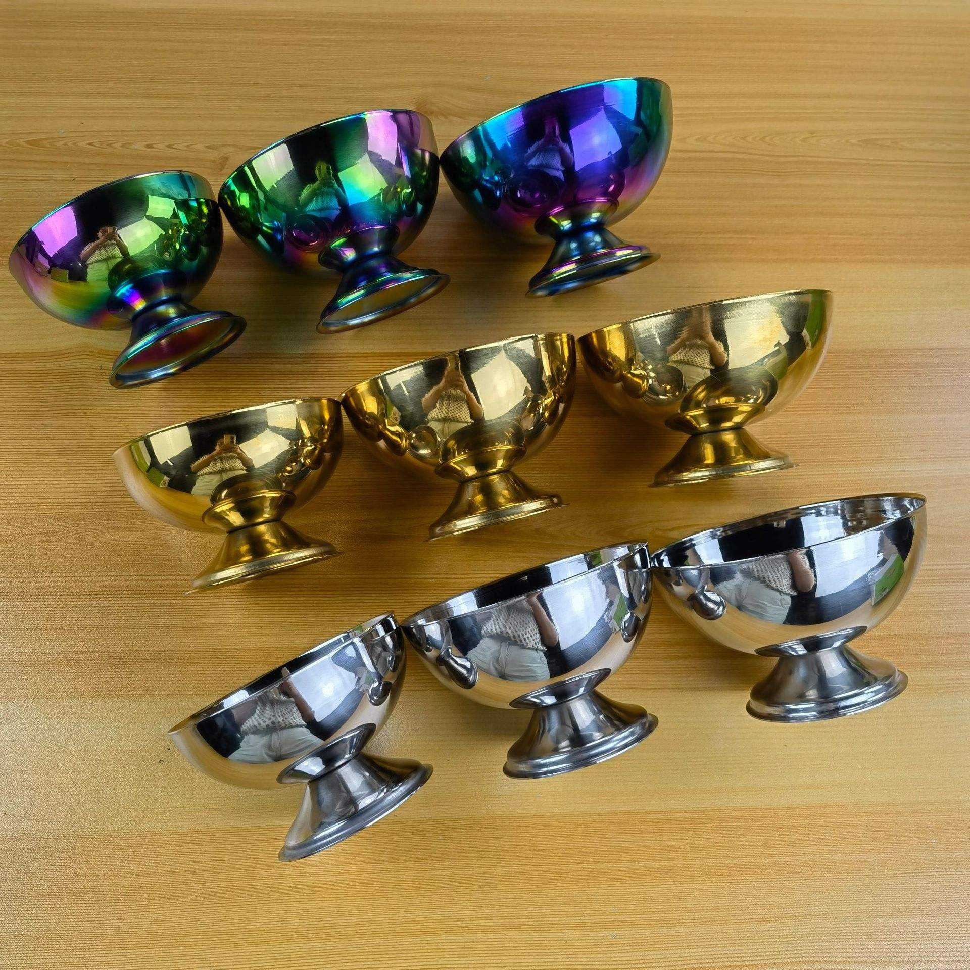 Premium Stainless Steel Salad & Dessert Pedestal Bowl – Elegant 16cm High-Gloss Serving Dish for Fruit, Ice Cream & Table Decor
