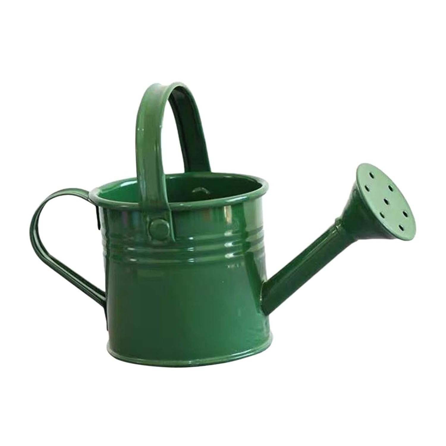Dark Green Powder Coated Iron Watering Can with Top Handle and Shower Rose