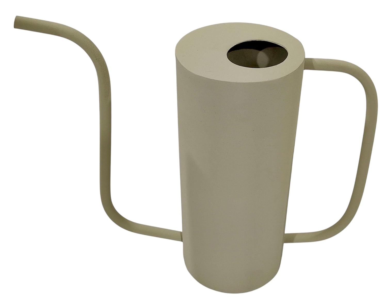 Minimalist Tall Cylindrical Cream Metal Watering Can for Precise Indoor Watering