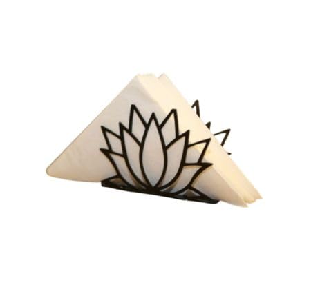 Black Metal Napkin Holder Lotus Design Tissue Stand Decorative for Dining Table Kitchen Decor