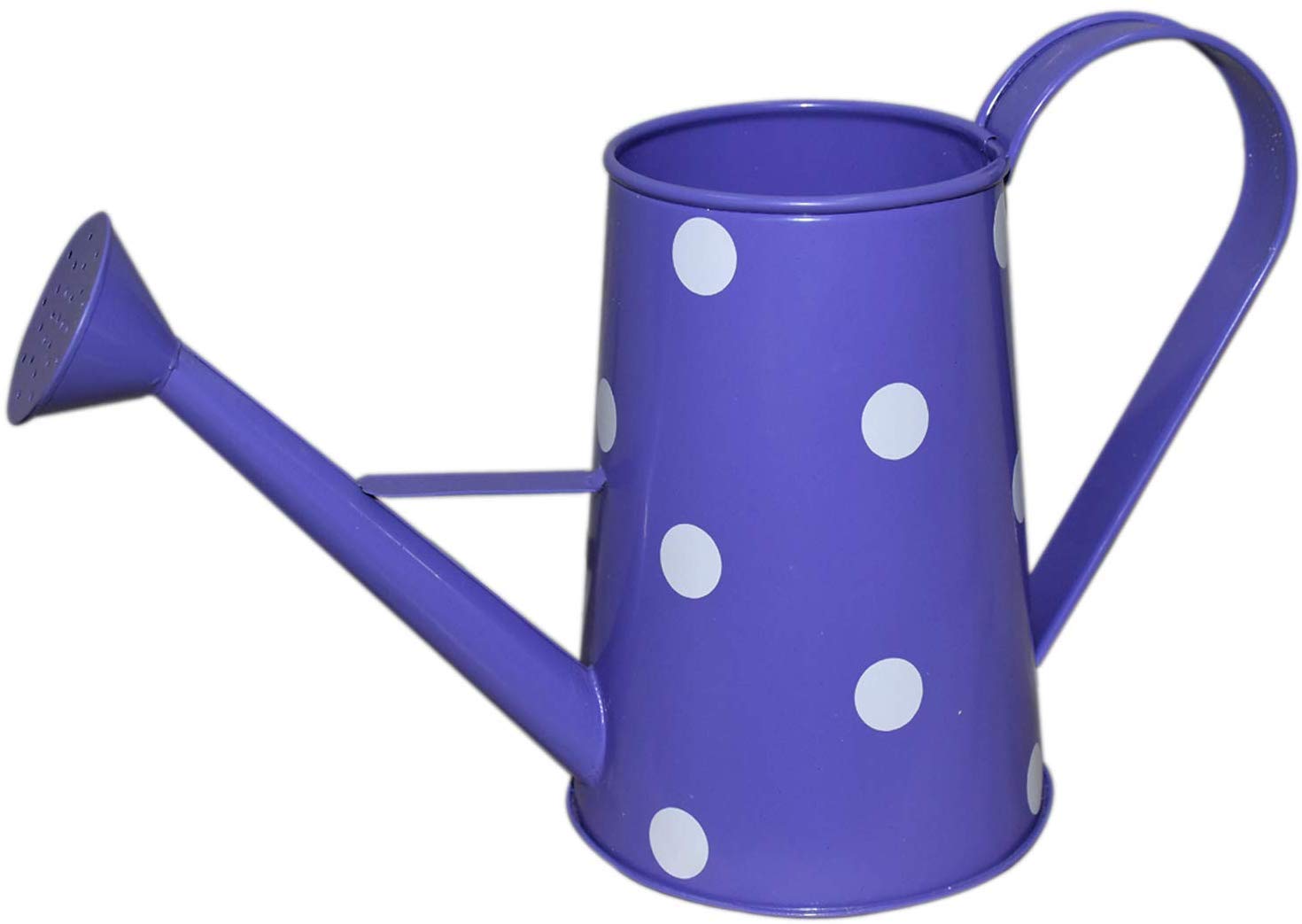 Purple Polka Dot Galvanized Iron Watering Can with Long Spout and Spray Nozzle