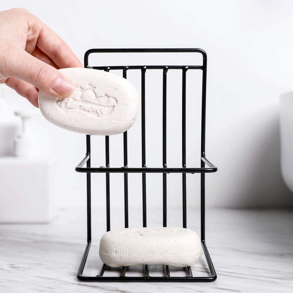 Multi-Purpose Bathroom Wall Shelf with Integrated Hanging Hook Metal Storage Rack for Mobile Phone and Toilet Paper Rolls