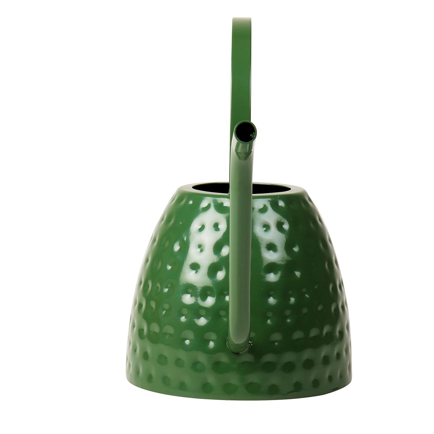 Hammered Texture Finish Dark Green Metal Watering Pot for Decorative Garden Use
