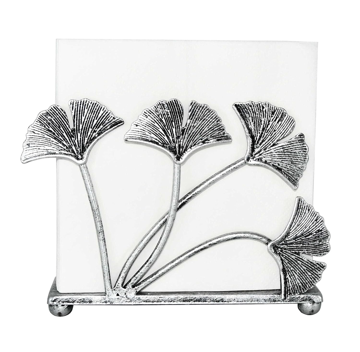 Silver Metal Napkin Holder Leaf Design Tissue Stand Decorative for Dining Table Kitchen Decor