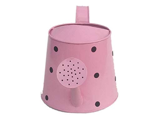 Decorative Pink Polka Dot Metal Watering Jug for Home Gardening and Shelf Decor